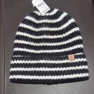 Tillys Black and White Striped Beanie, One Size